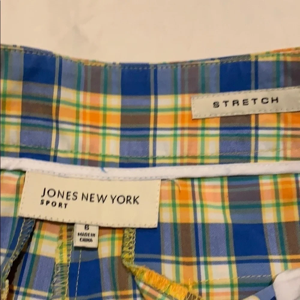 Jones New York Bermuda Golf Shorts Blue/Orange Plaid Sz 6
